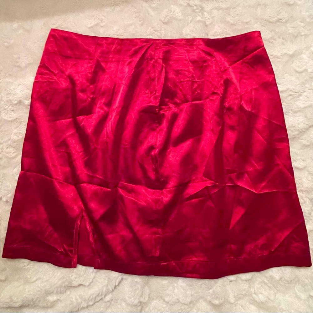 Elegant Red Satin Skirt